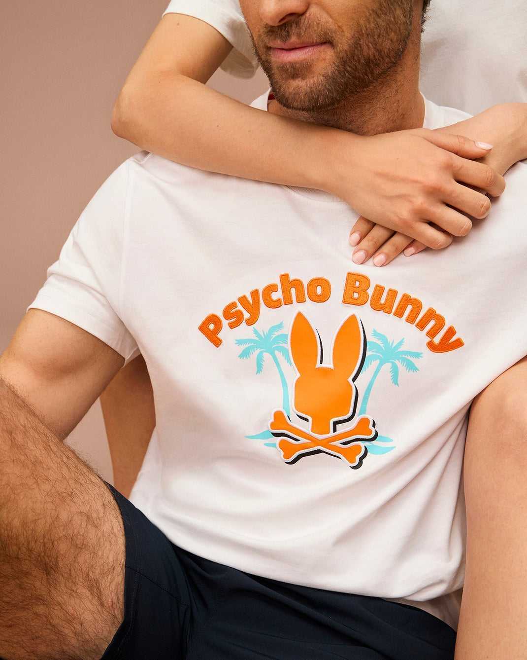 Tees Psycho Bunny Boston Graphic Tee Blanche Homme | JOX-23438930